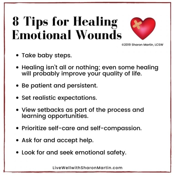 Healing exercise through wounds emotional